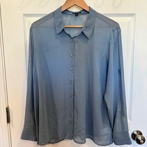 Express sheer blue convertible blouse size XL